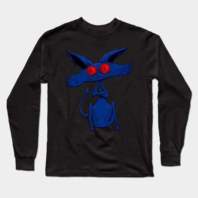 Satanic Cat Long Sleeve T-Shirt by cowyark rubbark